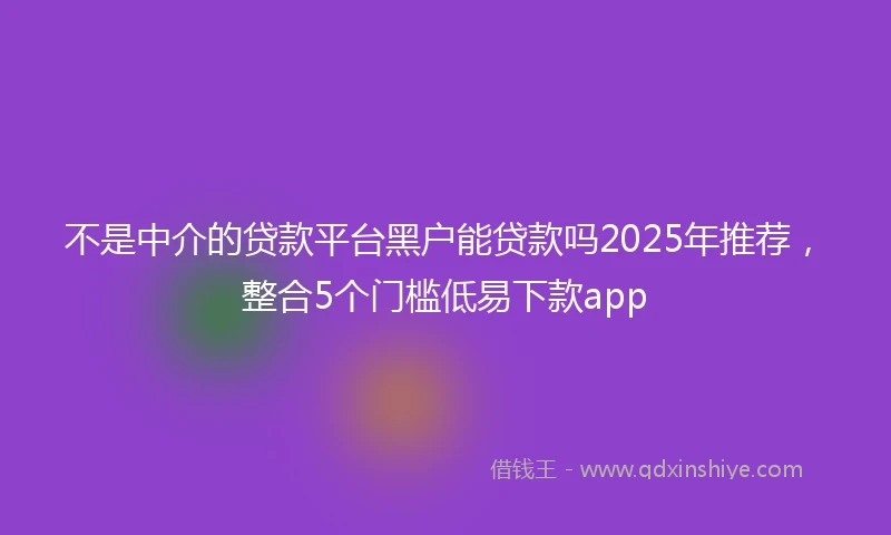 不是中介的贷款平台黑户能贷款吗2025年推荐，整合5个门槛低易下款app