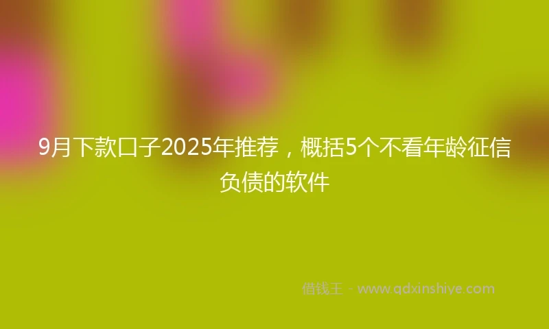 9月下款口子2025年推荐，概括5个不看年龄征信负债的软件