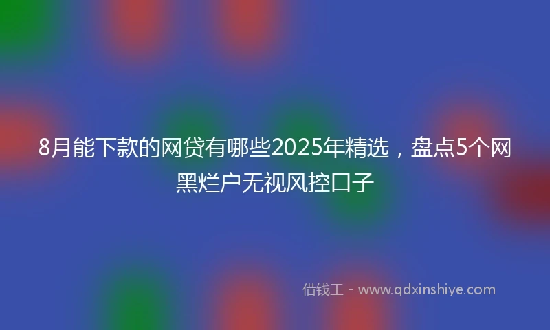 8月能下款的网贷有哪些2025年精选，盘点5个网黑烂户无视风控口子