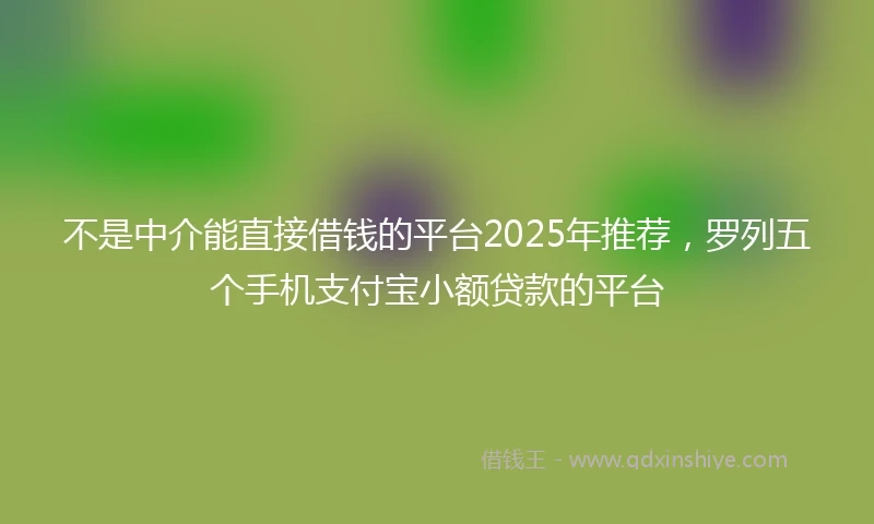 不是中介能直接借钱的平台2025年推荐，罗列五个手机支付宝小额贷款的平台
