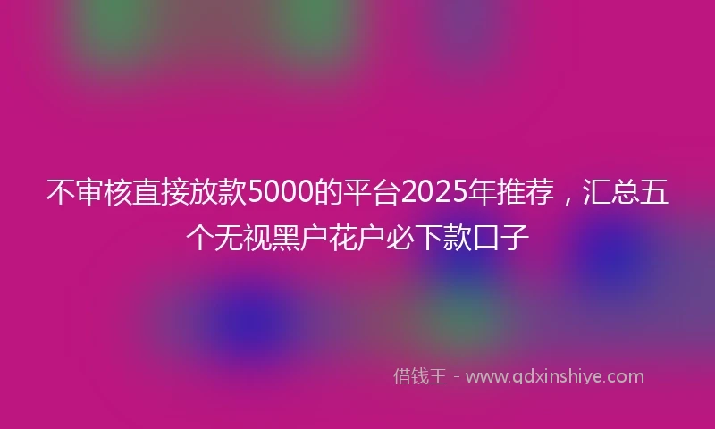 不审核直接放款5000的平台2025年推荐，汇总五个无视黑户花户必下款口子