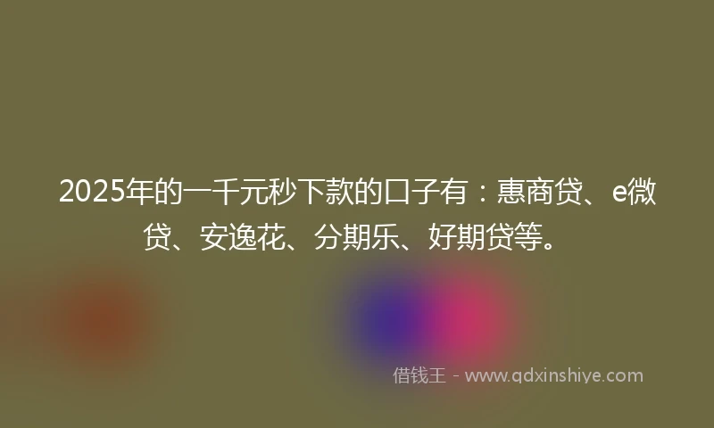 2025年的一千元秒下款的口子有：惠商贷、e微贷、安逸花、分期乐、好期贷等。