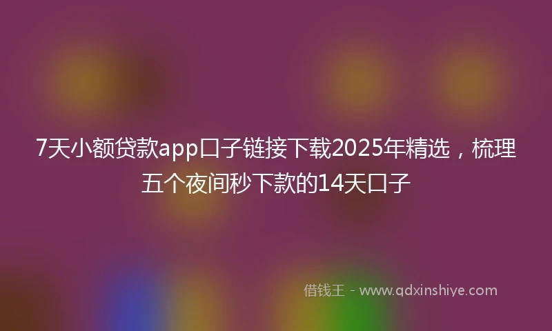 7天小额贷款app口子链接下载2025年精选，梳理五个夜间秒下款的14天口子