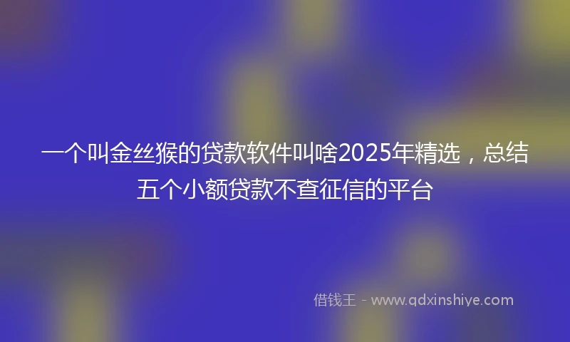 一个叫金丝猴的贷款软件叫啥2025年精选，总结五个小额贷款不查征信的平台