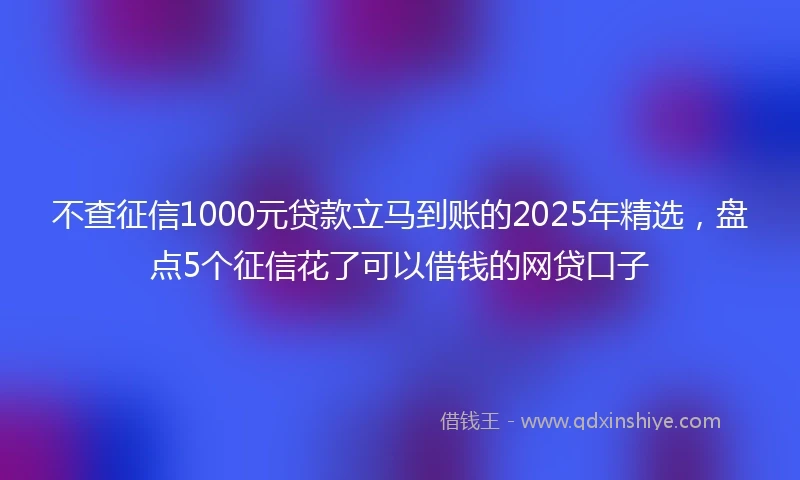 不查征信1000元贷款立马到账的2025年精选，盘点5个征信花了可以借钱的网贷口子