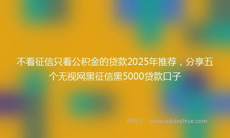 不看征信只看公积金的贷款2025年推荐，分享五个无视网黑征信黑5000贷款口子