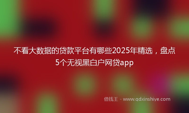 不看大数据的贷款平台有哪些2025年精选，盘点5个无视黑白户网贷app