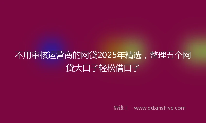 不用审核运营商的网贷2025年精选，整理五个网贷大口子轻松借口子