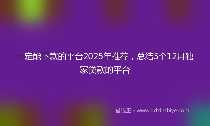 一定能下款的平台2025年推荐，总结5个12月独家贷款的平台