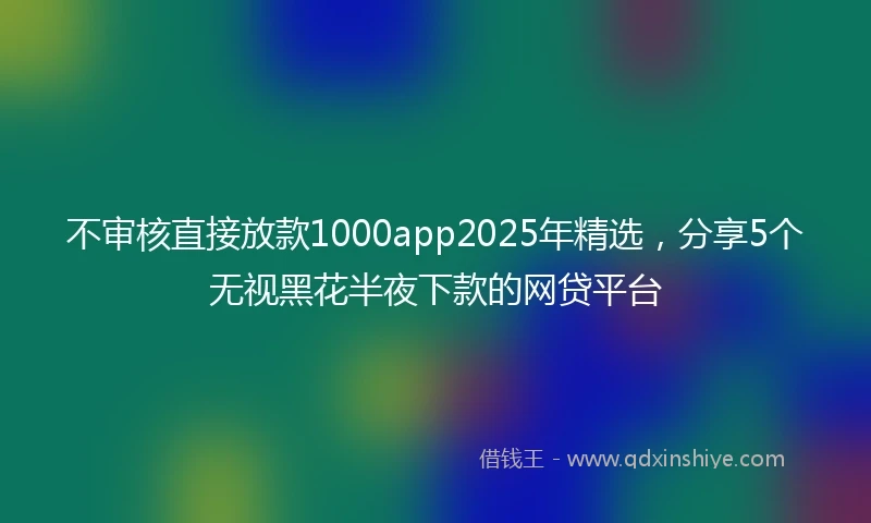 不审核直接放款1000app2025年精选,分享5个无视黑花半夜下款的网贷平台