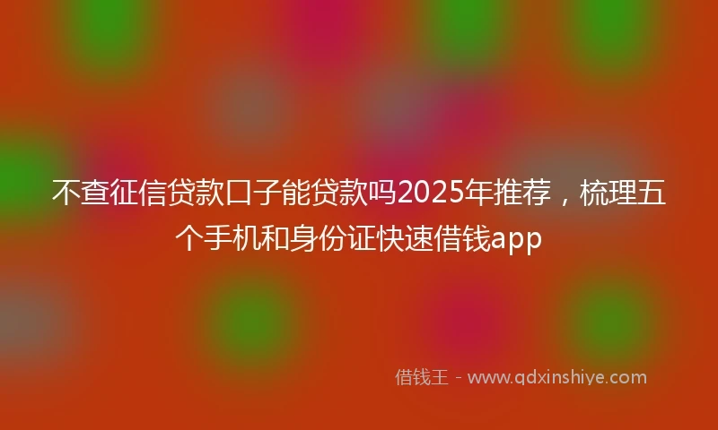 不查征信贷款口子能贷款吗2025年推荐，梳理五个手机和身份证快速借钱app