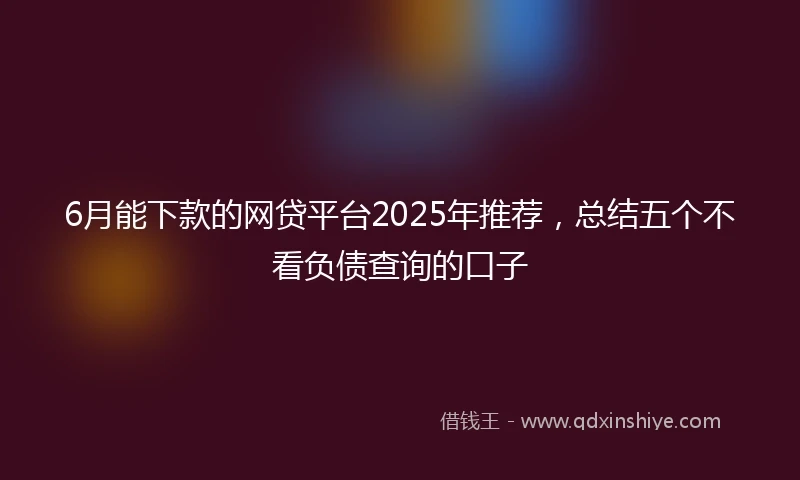 6月能下款的网贷平台2025年推荐，总结五个不看负债查询的口子