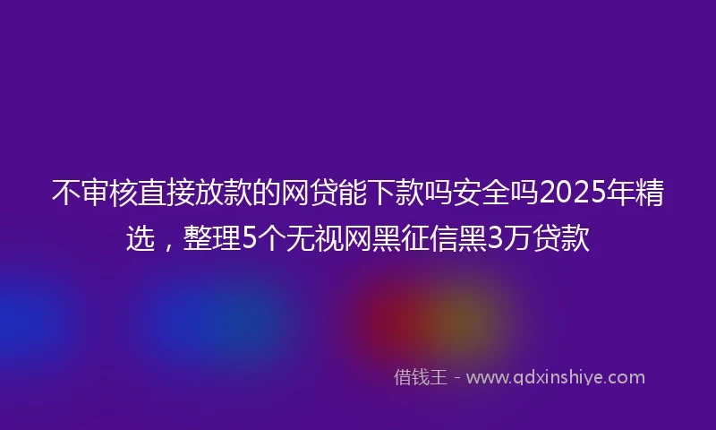 不审核直接放款的网贷能下款吗安全吗2025年精选,整理5个无视网黑征信黑3万贷款