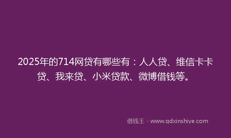 2025年的714网贷有哪些有：人人贷、维信卡卡贷、我来贷、小米贷款、微博借钱等。