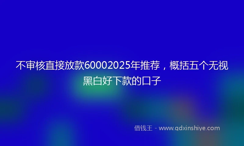 不审核直接放款60002025年推荐，概括五个无视黑白好下款的口子