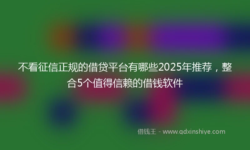 不看征信正规的借贷平台有哪些2025年推荐，整合5个值得信赖的借钱软件
