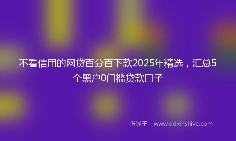 不看信用的网贷百分百下款2025年精选，汇总5个黑户0门槛贷款口子