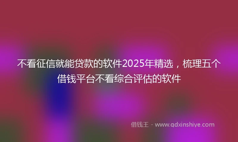 不看征信就能贷款的软件2025年精选，梳理五个借钱平台不看综合评估的软件