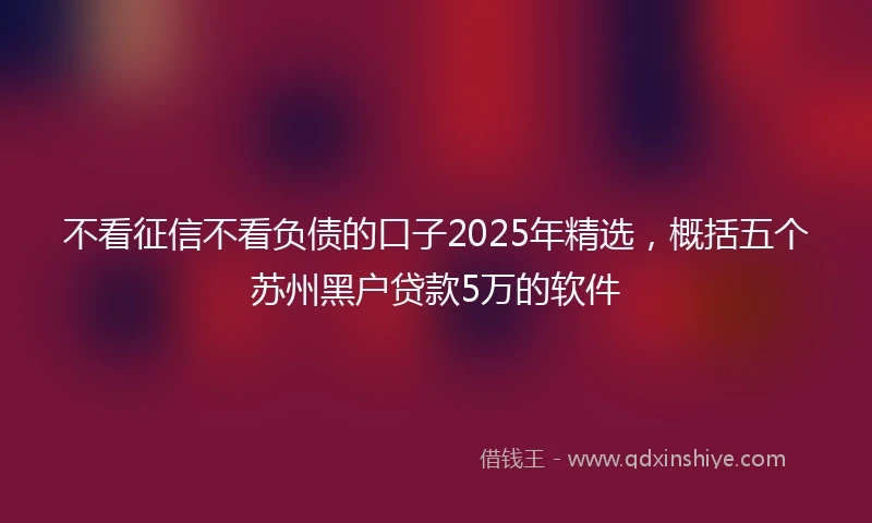 不看征信不看负债的口子2025年精选，概括五个苏州黑户贷款5万的软件