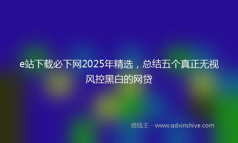 e站下载必下网2025年精选，总结五个真正无视风控黑白的网贷
