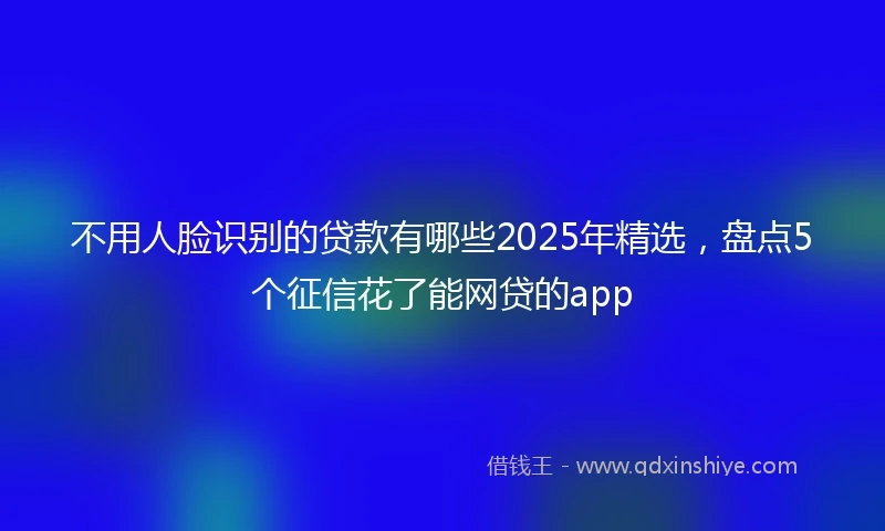 不用人脸识别的贷款有哪些2025年精选，盘点5个征信花了能网贷的app