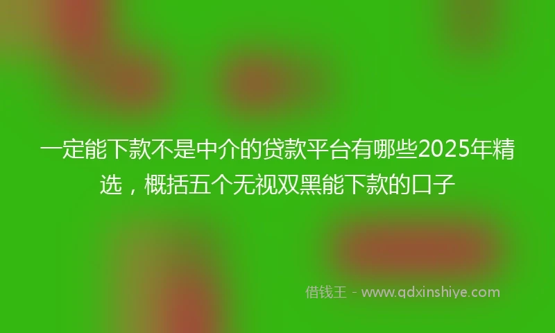一定能下款不是中介的贷款平台有哪些2025年精选，概括五个无视双黑能下款的口子