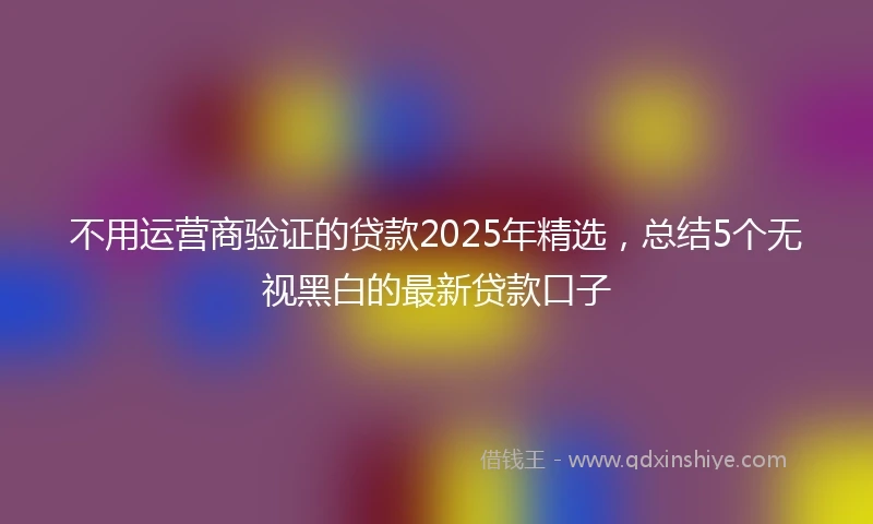 不用运营商验证的贷款2025年精选，总结5个无视黑白的最新贷款口子