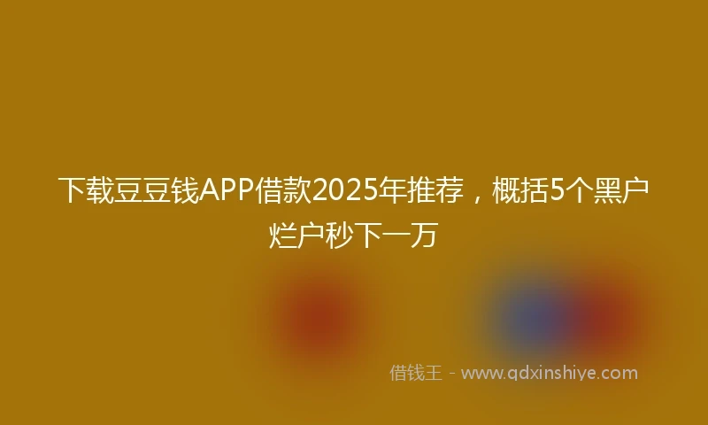 下载豆豆钱APP借款2025年推荐，概括5个黑户烂户秒下一万