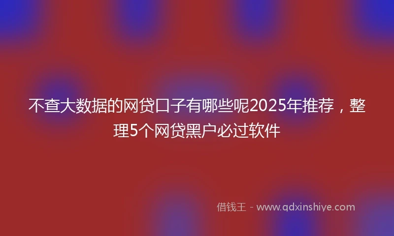 不查大数据的网贷口子有哪些呢2025年推荐，整理5个网贷黑户必过软件