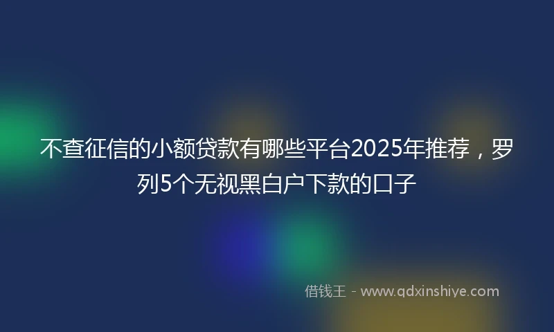 不查征信的小额贷款有哪些平台2025年推荐，罗列5个无视黑白户下款的口子