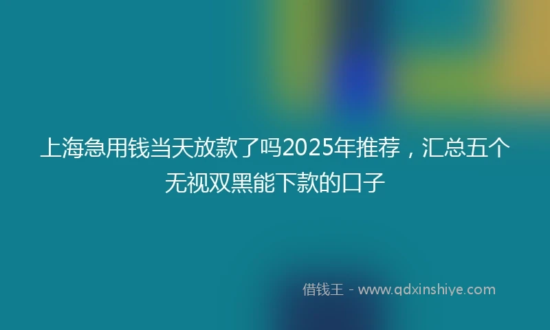 上海急用钱当天放款了吗2025年推荐，汇总五个无视双黑能下款的口子