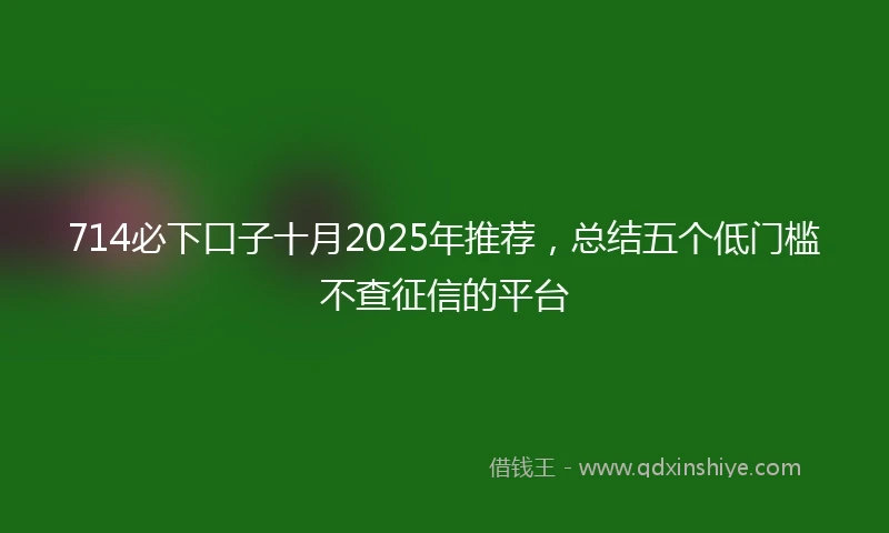 714必下口子十月2025年推荐，总结五个低门槛不查征信的平台