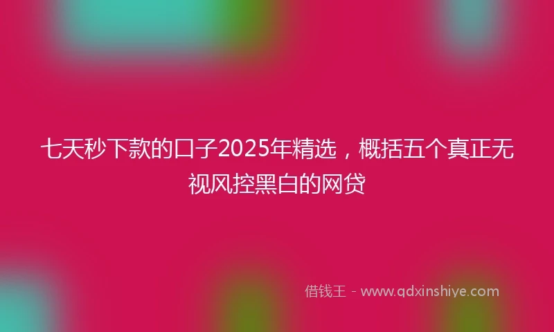 七天秒下款的口子2025年精选，概括五个真正无视风控黑白的网贷