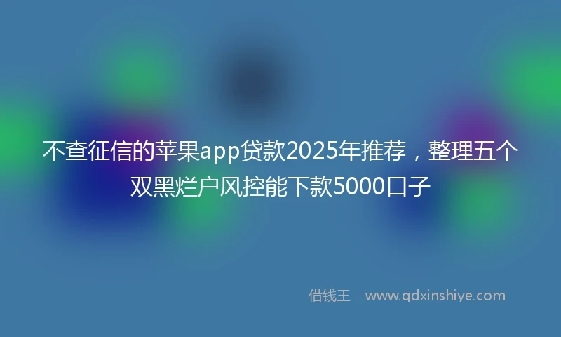 不查征信的苹果app贷款2025年推荐，整理五个双黑烂户风控能下款5000口子