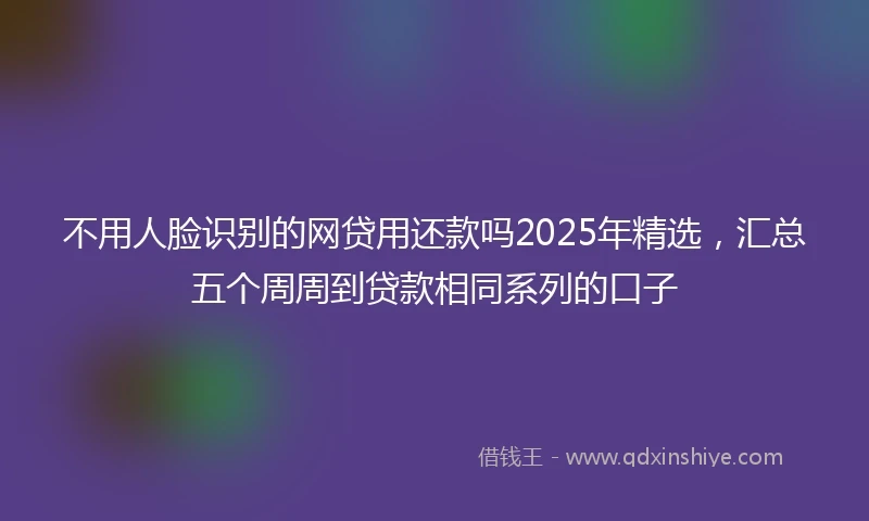 不用人脸识别的网贷用还款吗2025年精选，汇总五个周周到贷款相同系列的口子