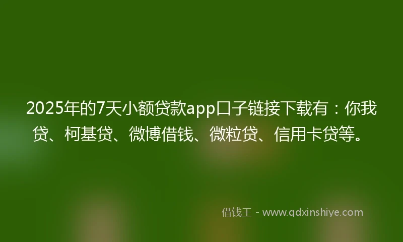 2025年的7天小额贷款app口子链接下载有：你我贷、柯基贷、微博借钱、微粒贷、信用卡贷等。