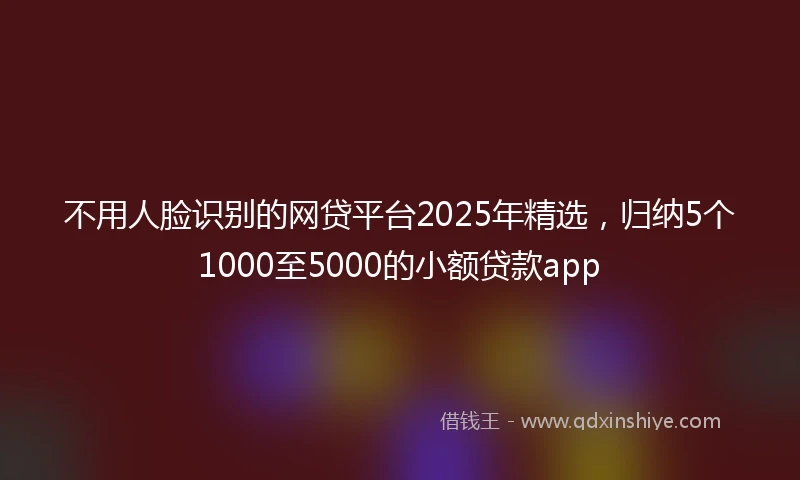 不用人脸识别的网贷平台2025年精选，归纳5个1000至5000的小额贷款app