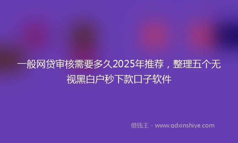 一般网贷审核需要多久2025年推荐，整理五个无视黑白户秒下款口子软件