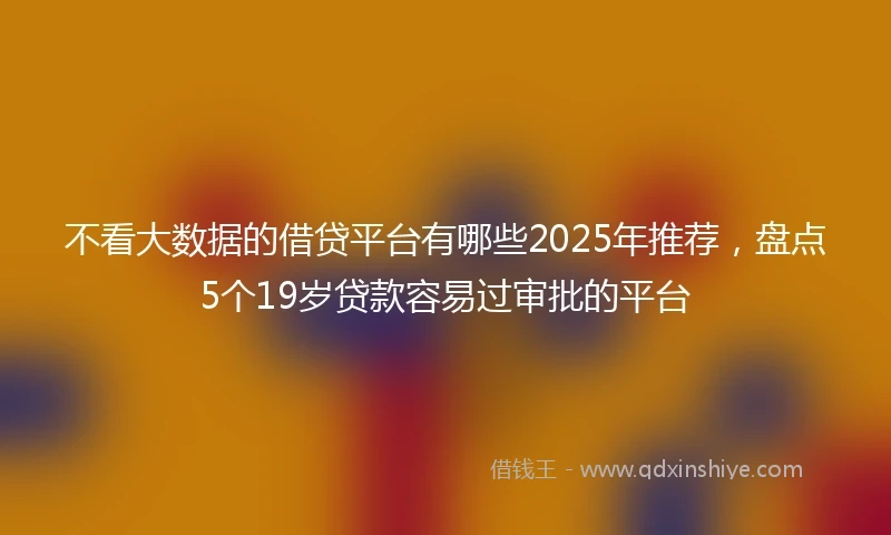 不看大数据的借贷平台有哪些2025年推荐，盘点5个19岁贷款容易过审批的平台