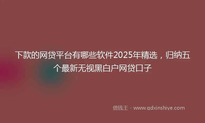 下款的网贷平台有哪些软件2025年精选，归纳五个最新无视黑白户网贷口子