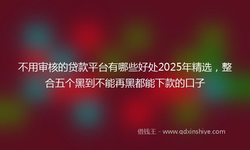 不用审核的贷款平台有哪些好处2025年精选，整合五个黑到不能再黑都能下款的口子