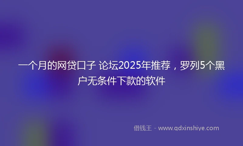 一个月的网贷口子 论坛2025年推荐，罗列5个黑户无条件下款的软件