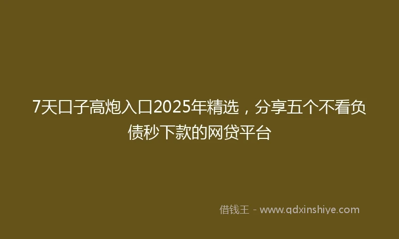7天口子高炮入口2025年精选,分享五个不看负债秒下款的网贷平台