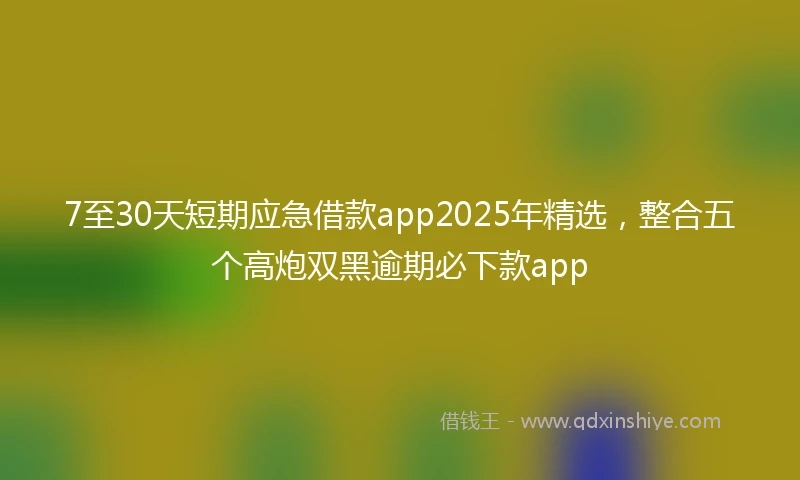 7至30天短期应急借款app2025年精选，整合五个高炮双黑逾期必下款app