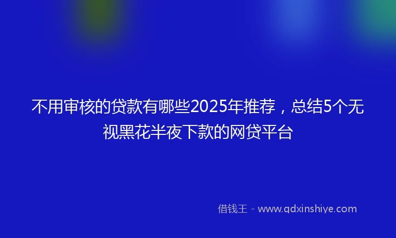 不用审核的贷款有哪些2025年推荐，总结5个无视黑花半夜下款的网贷平台