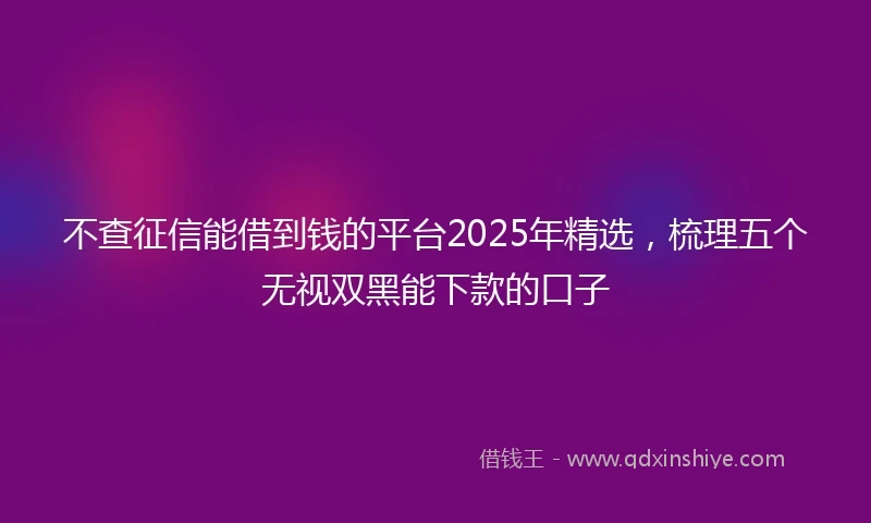 不查征信能借到钱的平台2025年精选，梳理五个无视双黑能下款的口子