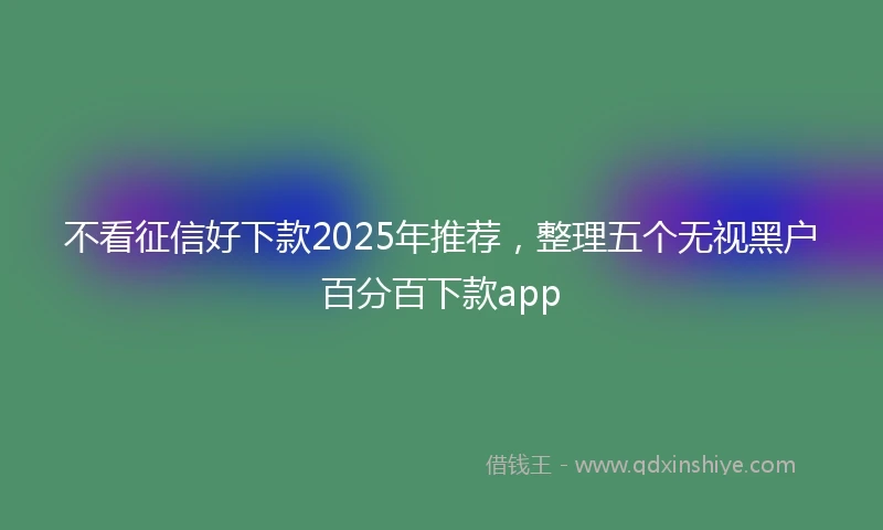 不看征信好下款2025年推荐，整理五个无视黑户百分百下款app
