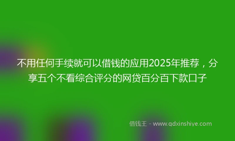 不用任何手续就可以借钱的应用2025年推荐，分享五个不看综合评分的网贷百分百下款口子