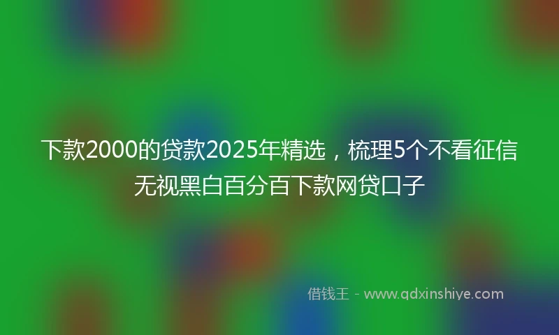 下款2000的贷款2025年精选，梳理5个不看征信无视黑白百分百下款网贷口子