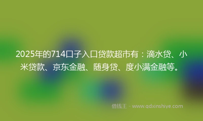 2025年的714口子入口贷款超市有：滴水贷、小米贷款、京东金融、随身贷、度小满金融等。